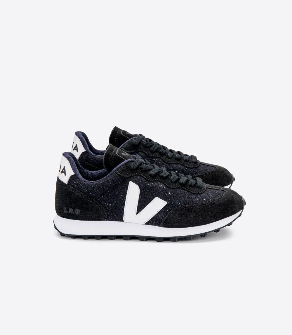 Veja Trainers Mens Black/White - Rio Branco Flannel - LYIP-67405